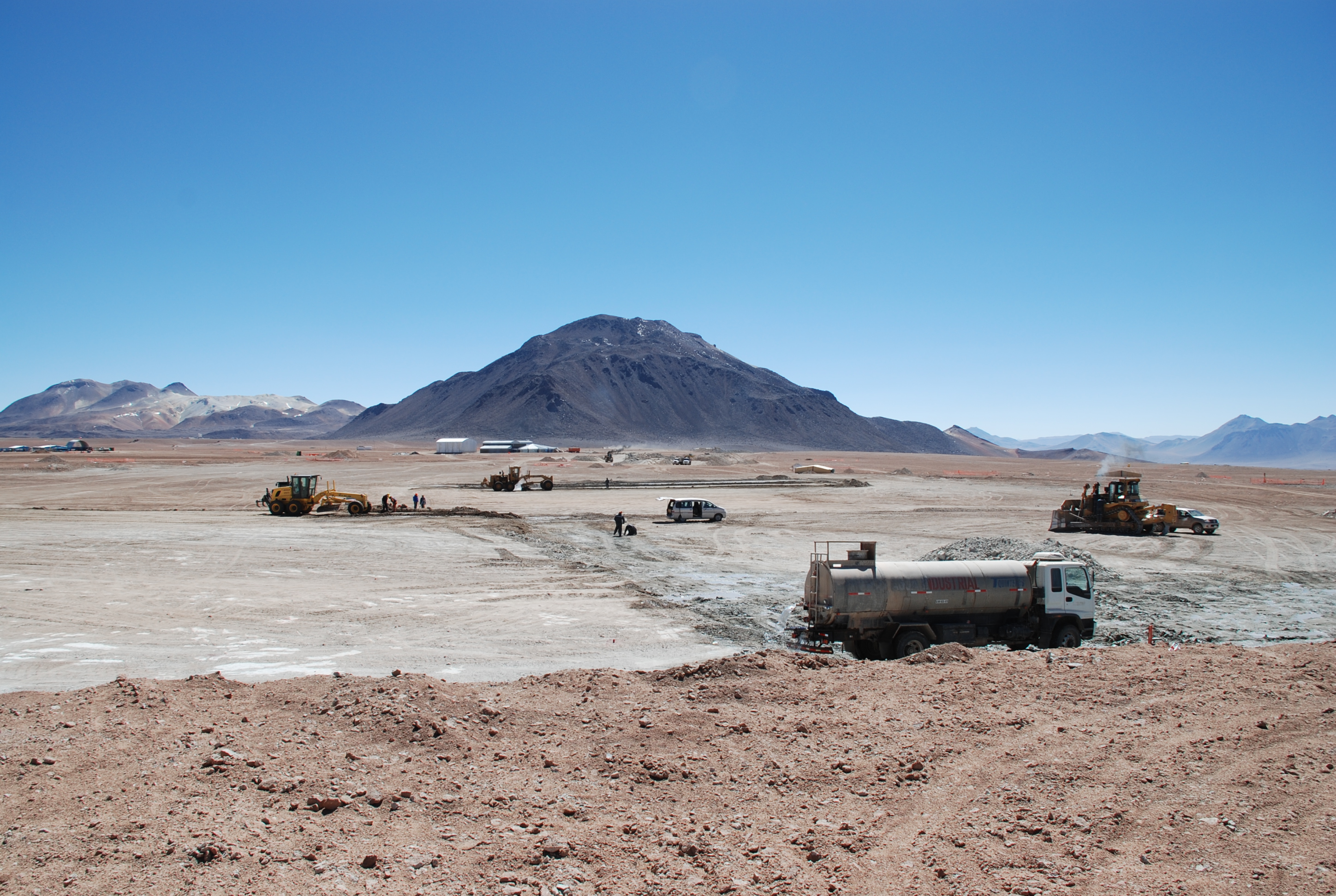 The Chajnantor Site of the ALMA Central Cluster (looking roughly North, with the AOS TB in the background) in August 2008