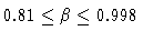 $0.81 \leq \beta \leq 0.998$