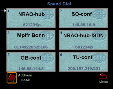 Example Speed Dial Menu